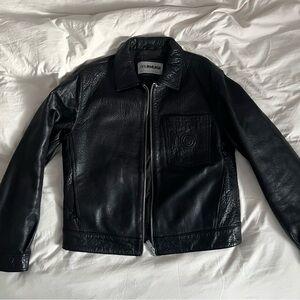 Zara x rhuigi Black Leather Bomber Jacket
